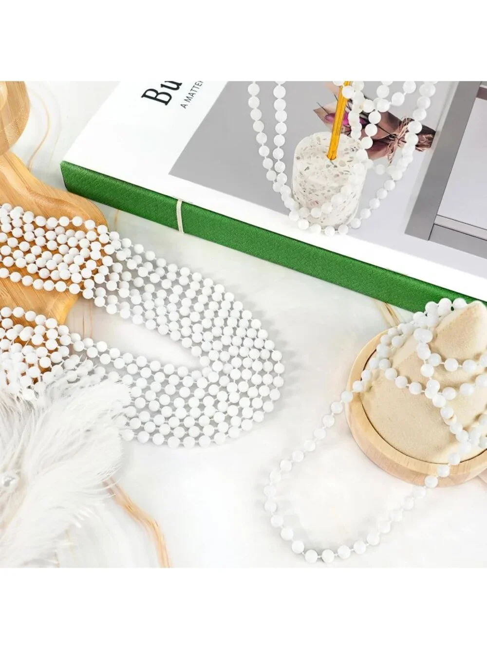 100PCS White Mardi Gras Bead Necklaces 33